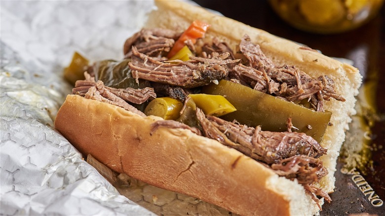 Italian beef sandwich on table