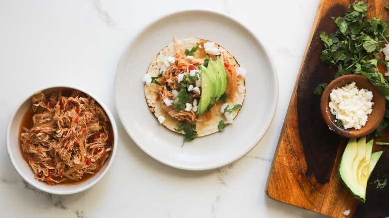 Mexican chicken tinga with taco