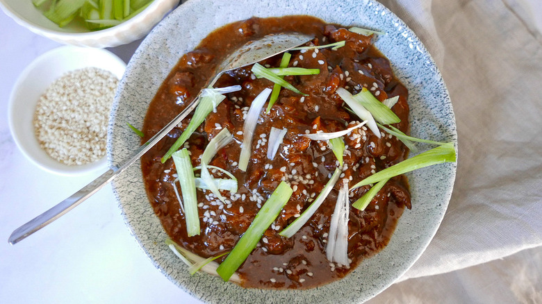 Bowl of Mongolian beef