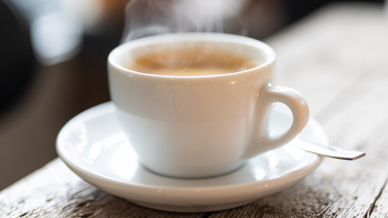 White espresso cup on saucer