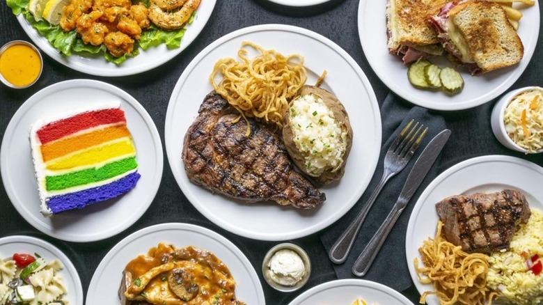 steak and various dishes from Charlie Brown's Fresh Grill