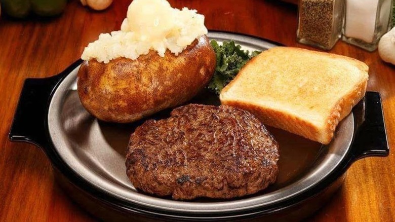 steak, baked potato, and toast from Western Sizzlin'