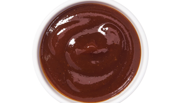 BBQ sauce in white bowl