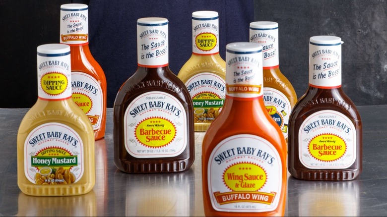 various Sweet Baby Ray's sauce bottles