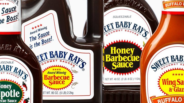 various types and sizes of Sweet Baby Ray's sauces