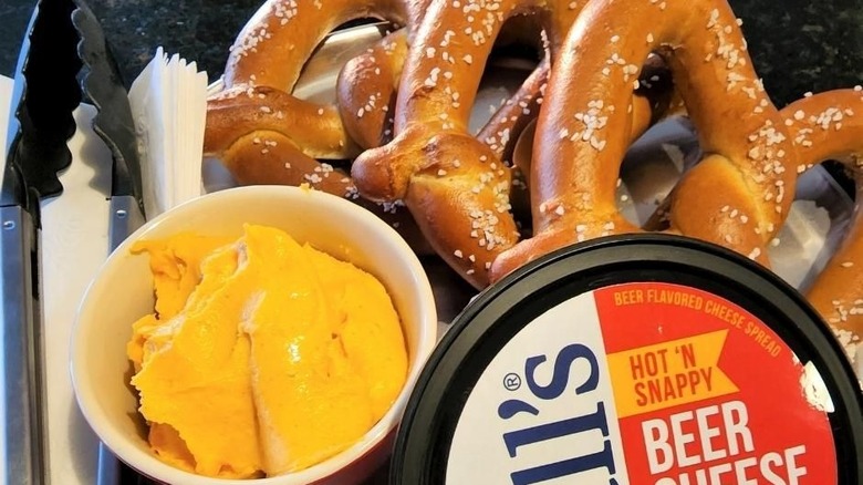 Hall's beer cheese with pretzels