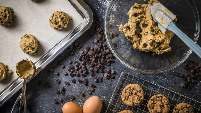 cookie dough and finished cookies