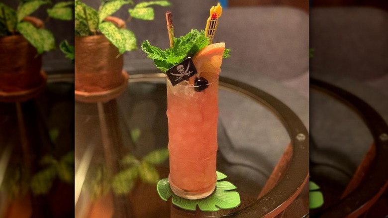 Tiki cocktail on bar