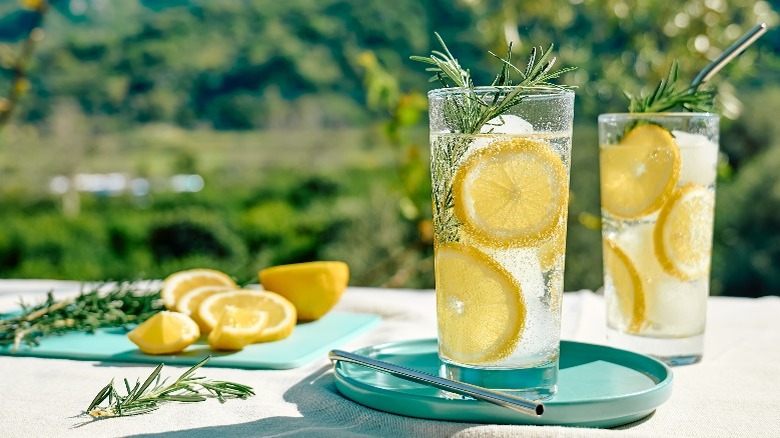 Cocktails with lemon slices