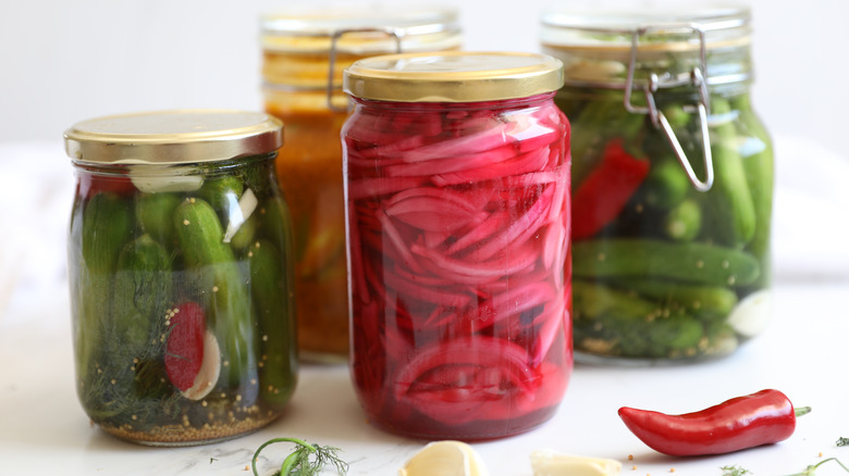 jars of pickled food