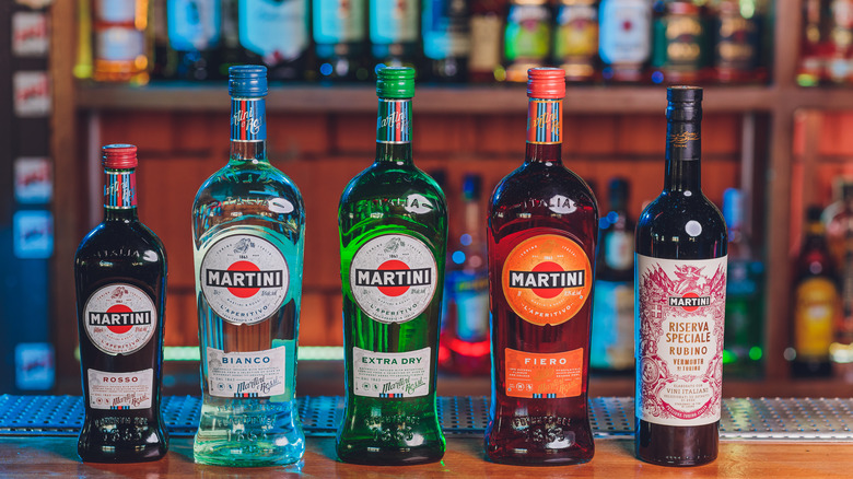 Five bottles of vermouth