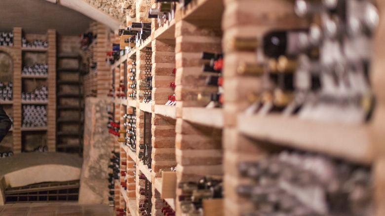 Bottles of wine in storage