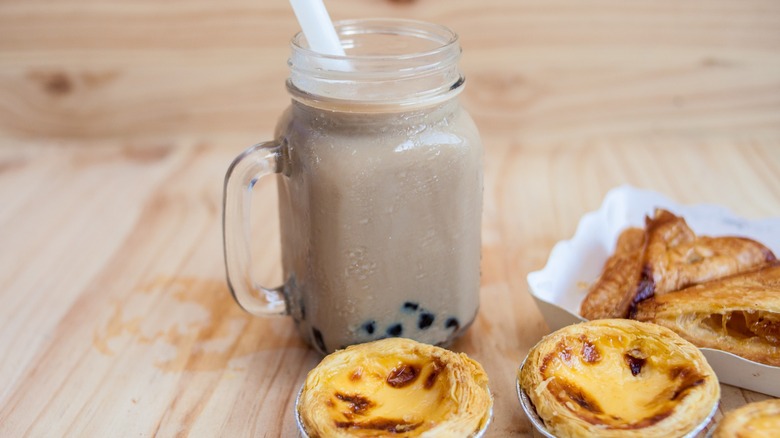 Egg tarts with boba