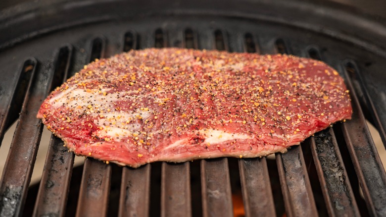 Heavily seasoned steak