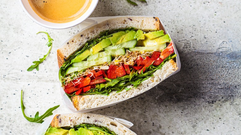 Sandwich loaded with avocado