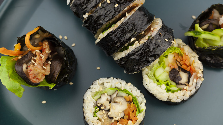 Veggie sushi with mushrooms