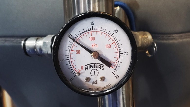 closeup of beer pressure gauge