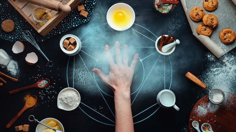 Hand on symbol with food