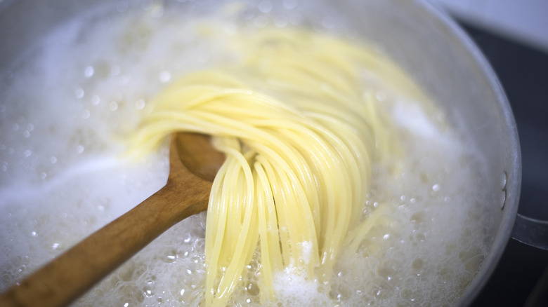 Pasta in boiling water