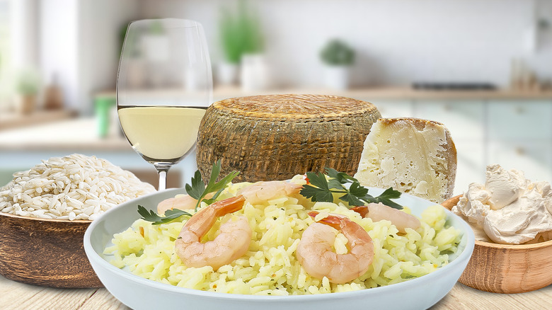 Risotto and various ingredients