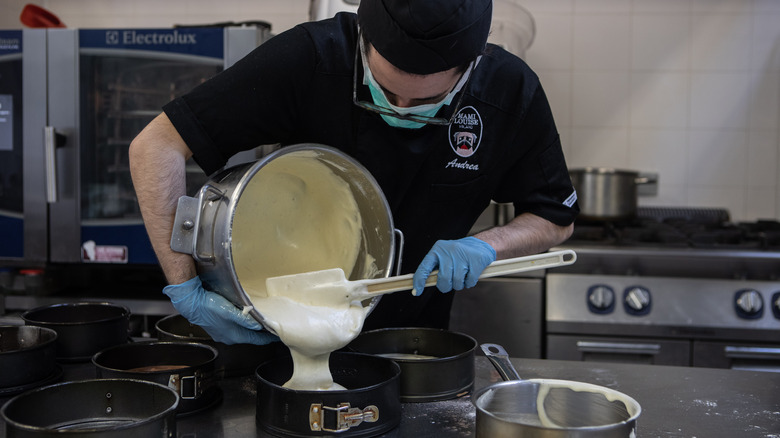 Pouring out batter