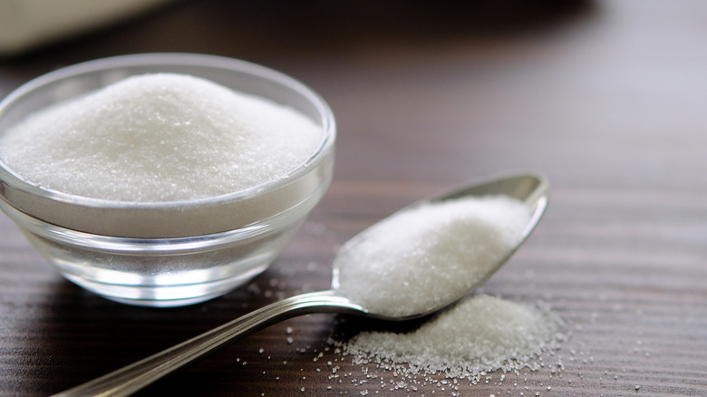 Salt in bowl and spoon