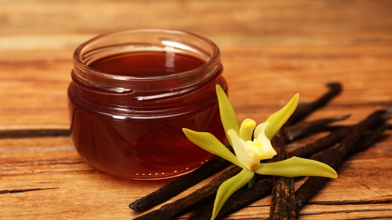 Vanilla extract in a jar