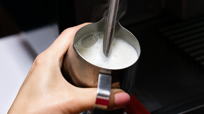 Frothing milk with steam wand