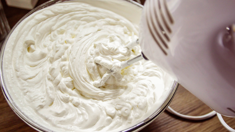 Whipped cream in bowl