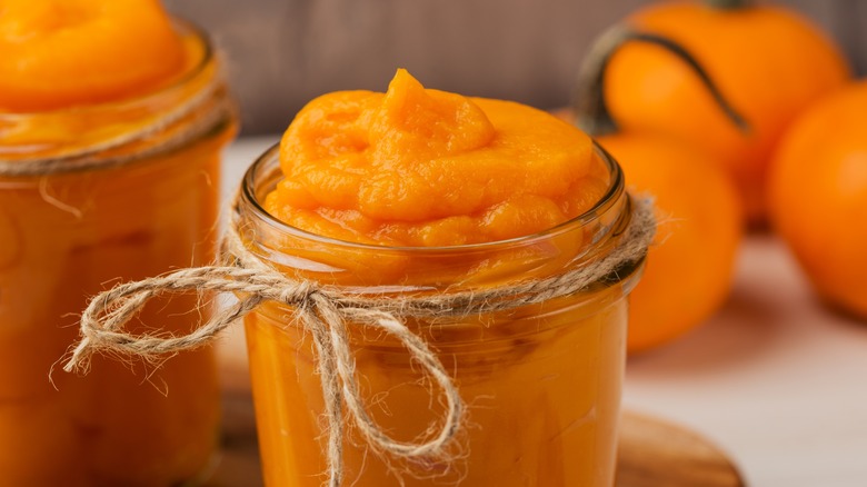 Pumpkin puree in a jar