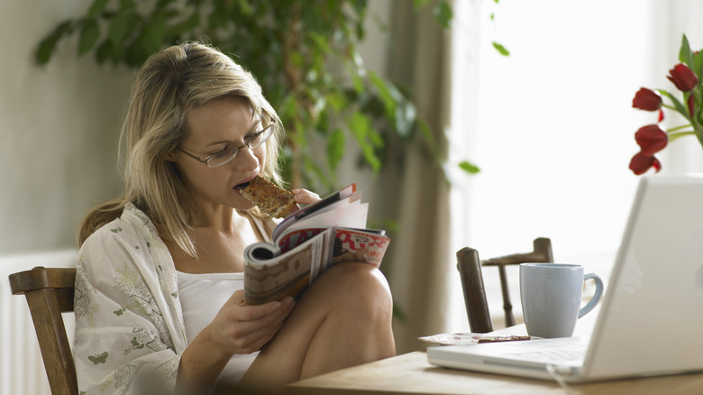 A woman enjoying toast