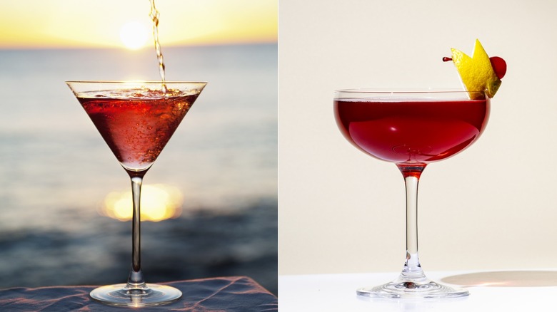 cosmopolitans in different glass types