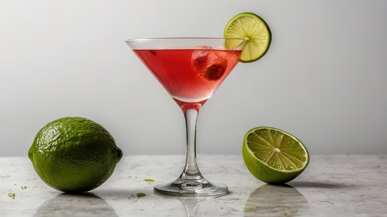 cosmopolitan cocktail with lime