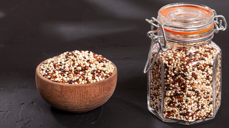 Bowl and jar of quinoa