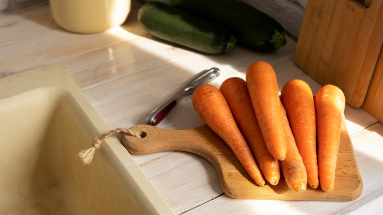 Carrots on a chopping board