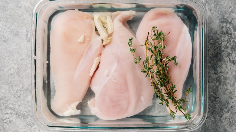 Chicken breasts in brine