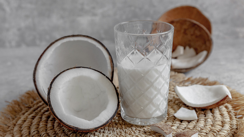 Glass of coconut milk