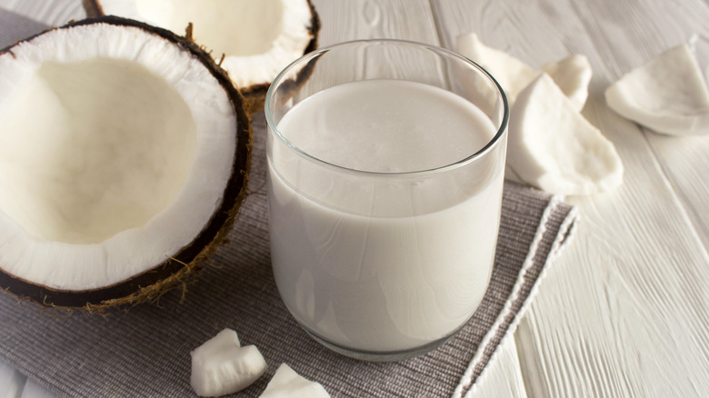 Glass of coconut milk