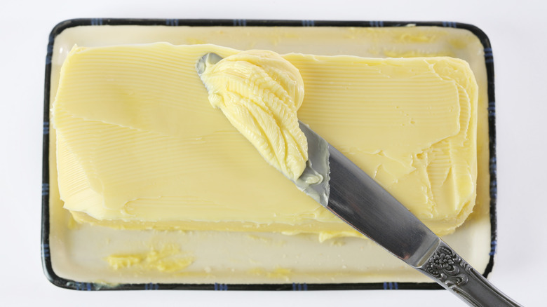 Knife with butter on it