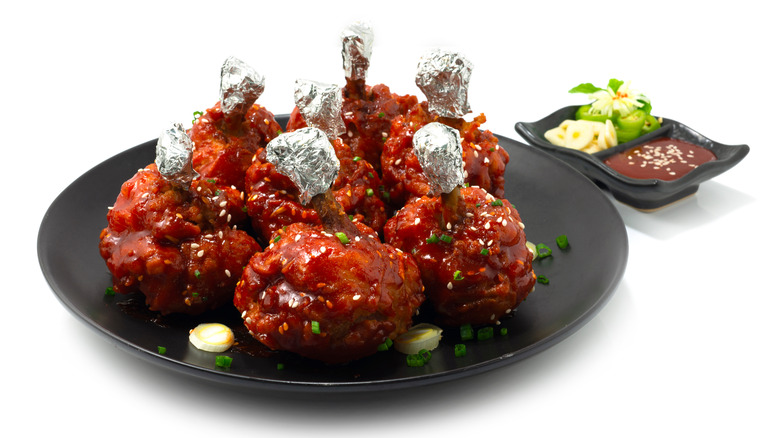 Dish of chicken lollipops