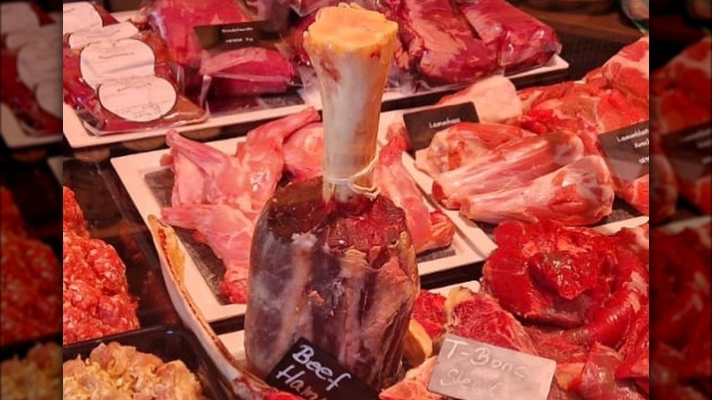 Beef Hammer in a butcher case