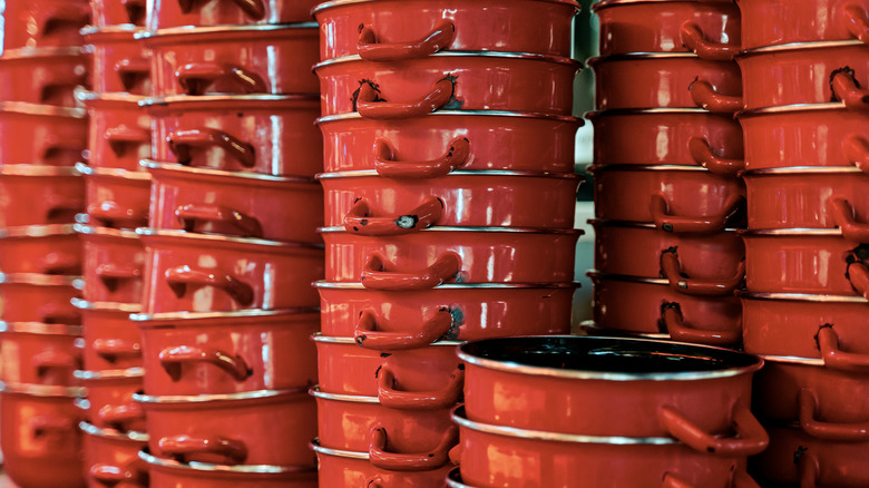 Stack of ceramic pans