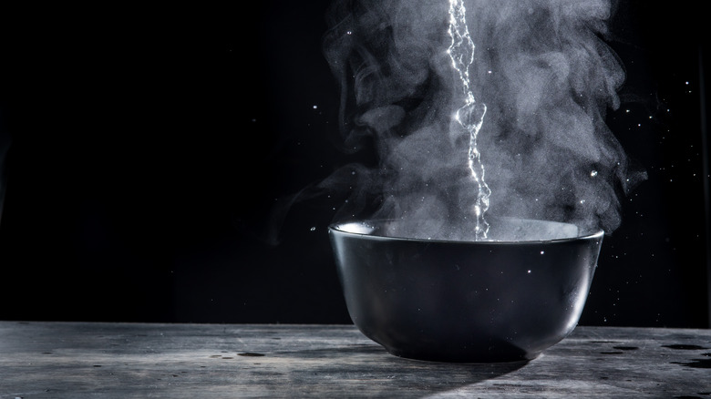 Water poured into bowl