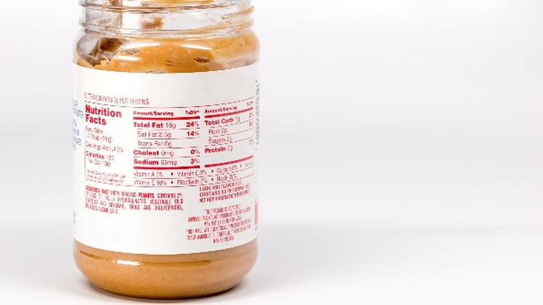 peanut butter jar ingredient label