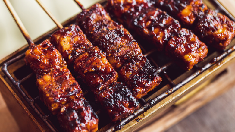 Marinated tempeh skewers