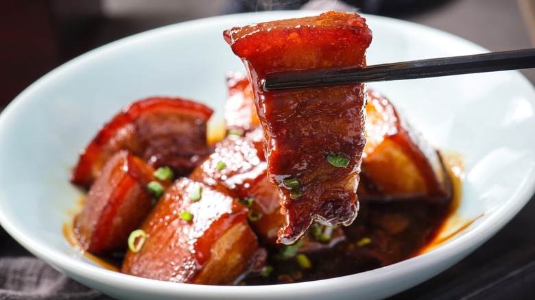 Glazed pork belly