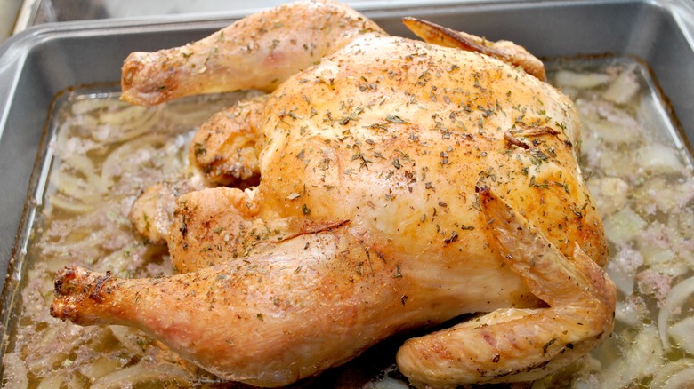 Roast chicken with drippings