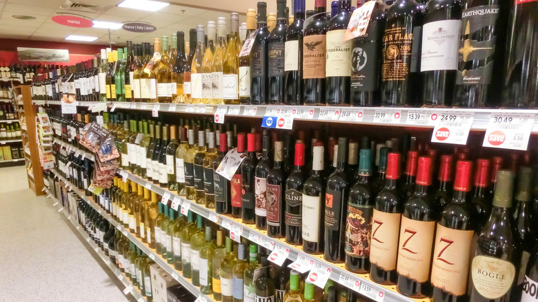 Total Wine aisle shelving with wine