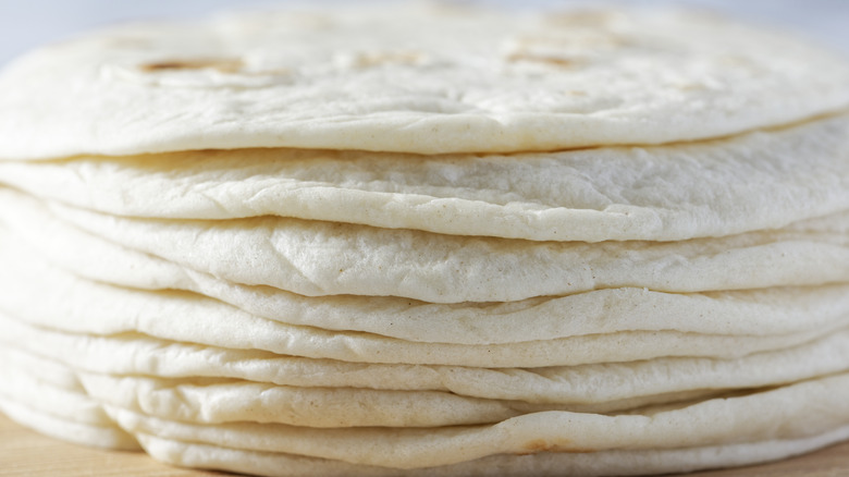 Stack of flour tortillas