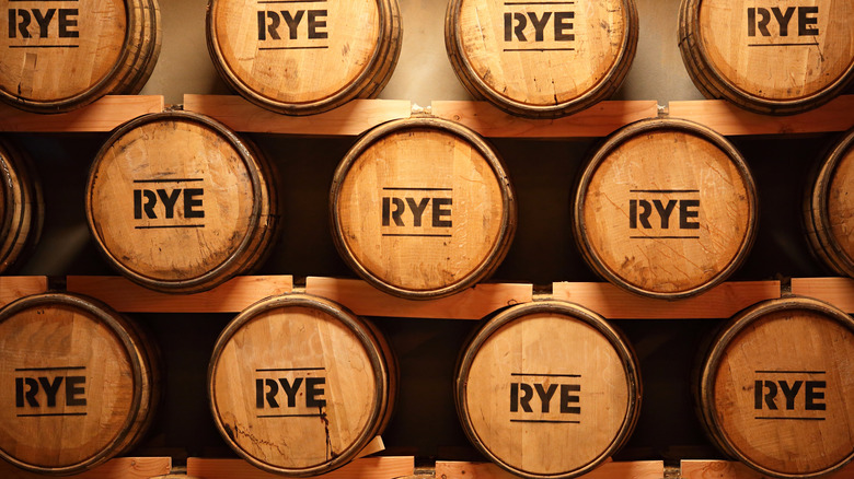 barrels of rye whiskey